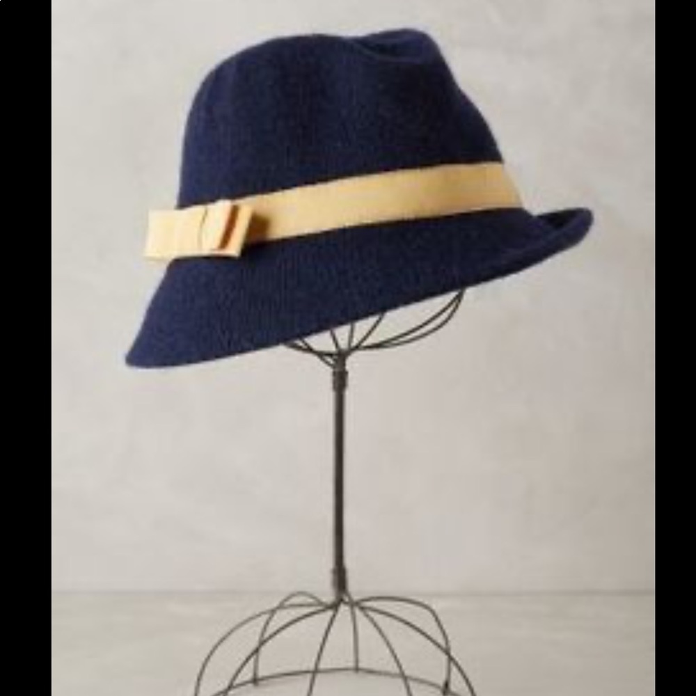 Anthropologie Navy Madeline Fedora